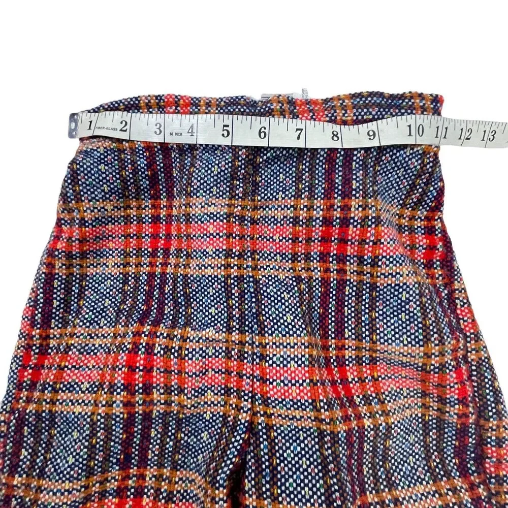 Vtg KMart 70's Girls Pants Suit Vest flare bottoms Costume Blue Red Plaid Hippie